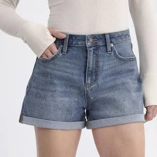 shorts No Boundaries Women's High-Rise Rolled Cuff Denim Shorts Walmart $11.98