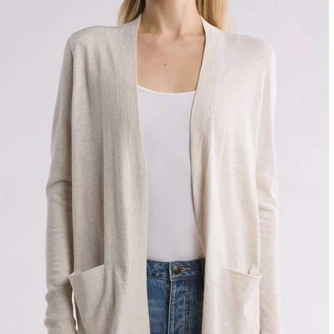 outerwear Nordstrom Open Front Cardigan in Beige Oatmeal Light Heather at Nordstrom Rack, Size Small Nordstrom Rack $34.97