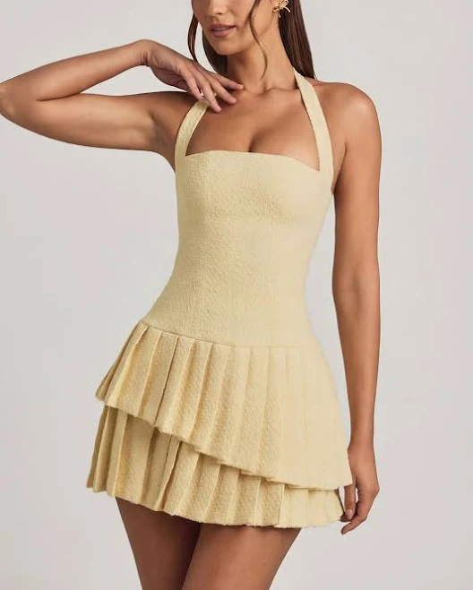 dress Oh Polly Asymmetric Layered Halterneck Mini Dress in Pastel Oh Polly US $110