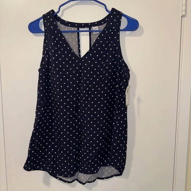 blouse Old Navy Polka Dot Sleeveless Blouse Size Xs Blue/white eBay $12.99