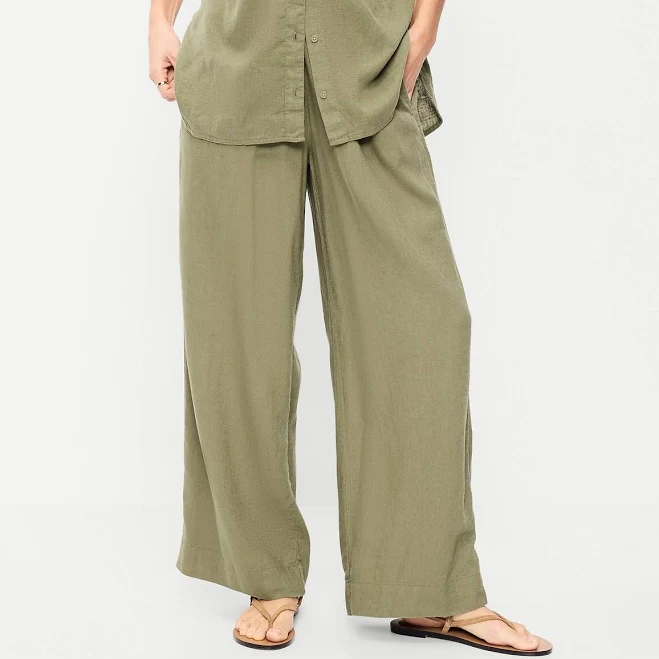 bottom Old Navy Women's High-Waisted Linen-Blend Super Wide-Leg Pants Old Navy $32