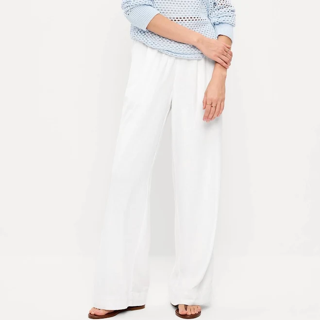 bottom Old Navy Women's High-Waisted Linen-Blend Super Wide-Leg Pants Old Navy $32