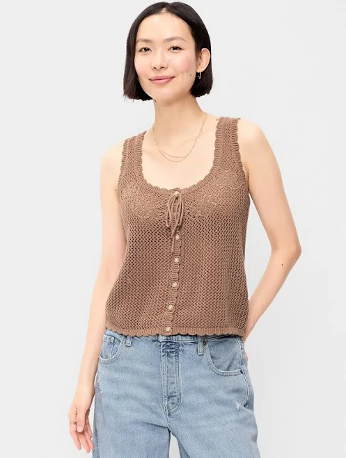 top Old Navy Women's Sleeveless Cotton Crochet Tank Top Old Navy $25.89