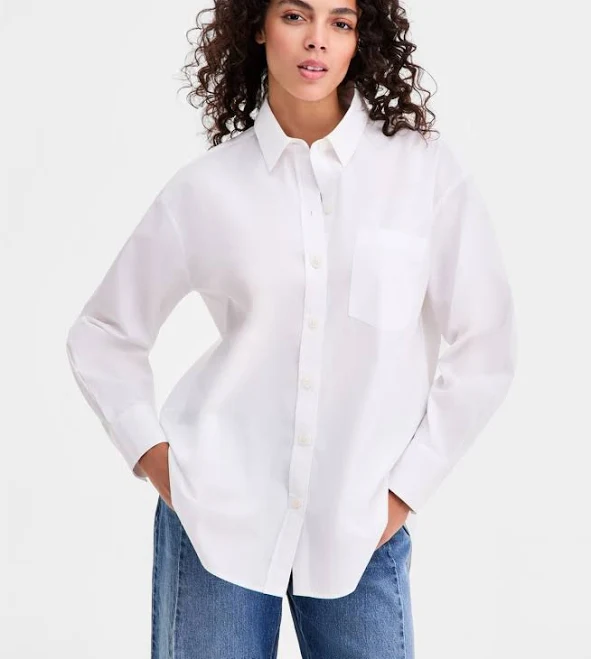 top On 34th Women's Relaxed-Fit Cotton Poplin Button Down Shirt Macy's $41.35