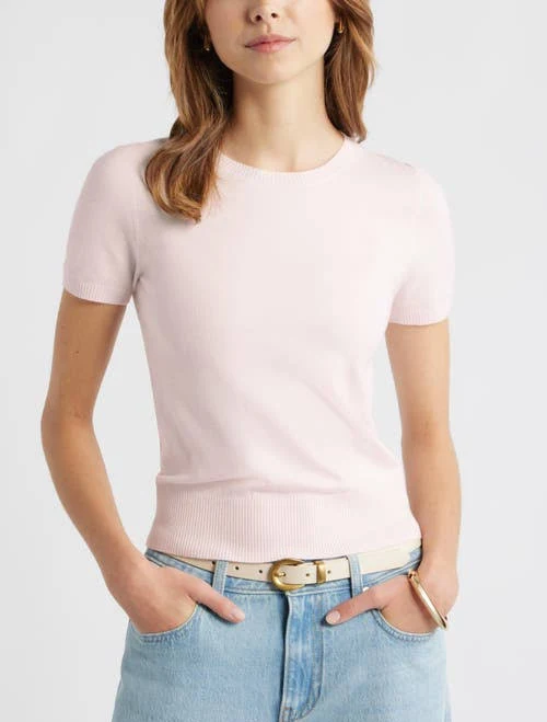 top Open Edit Fitted Short Sleeve Sweater Nordstrom $59.5