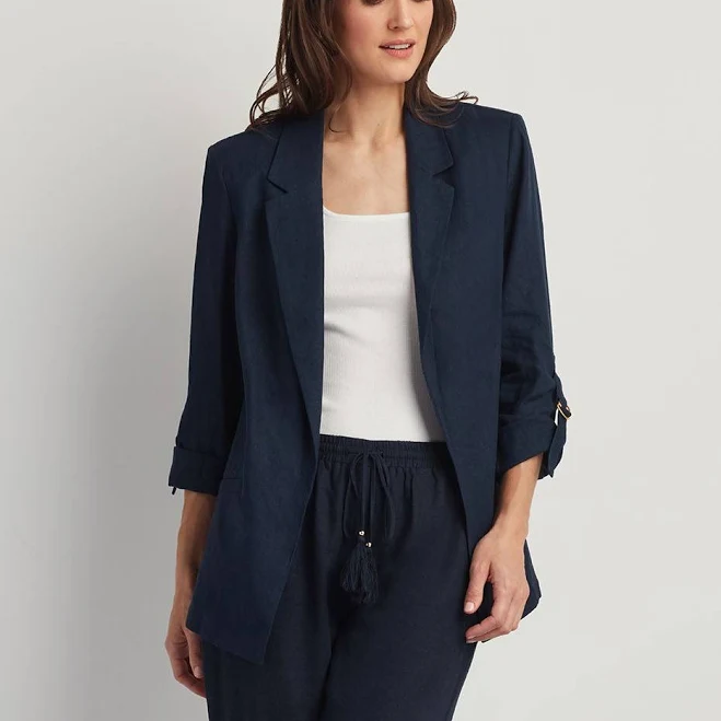 outerwear OPEN FRONT LINEN BLEND BLAZER Ellen Tracy $90.38