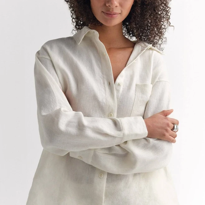 outerwear Organic Linen Oversized Button Down MATE the Label $158