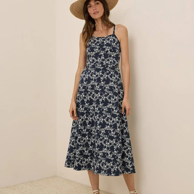 midi dress Pact Women's Organic Cotton Fit & Flare Midi Dress p a c t $26