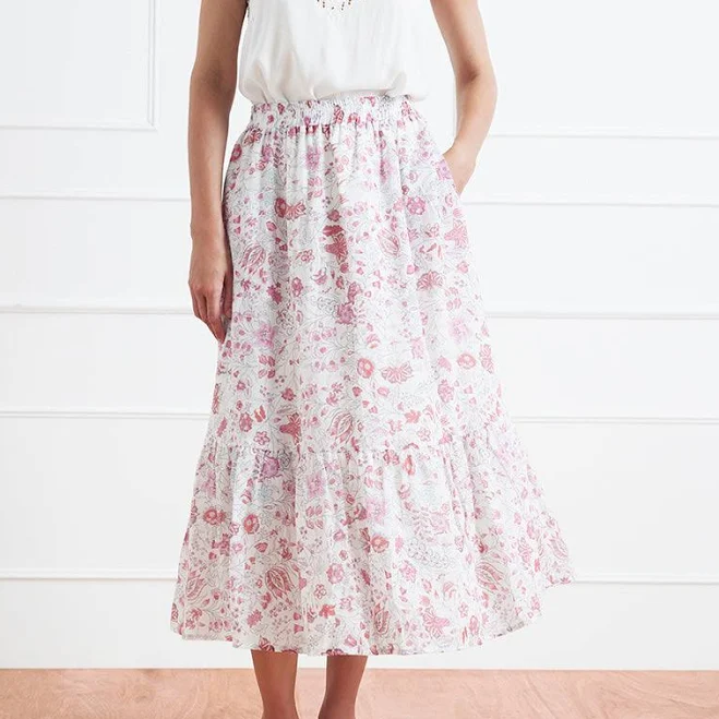 skirt Panero Clothing Women's Wren Relaxed-Fit Sustainable Floral Midi Skirt Paneros Clothing $229