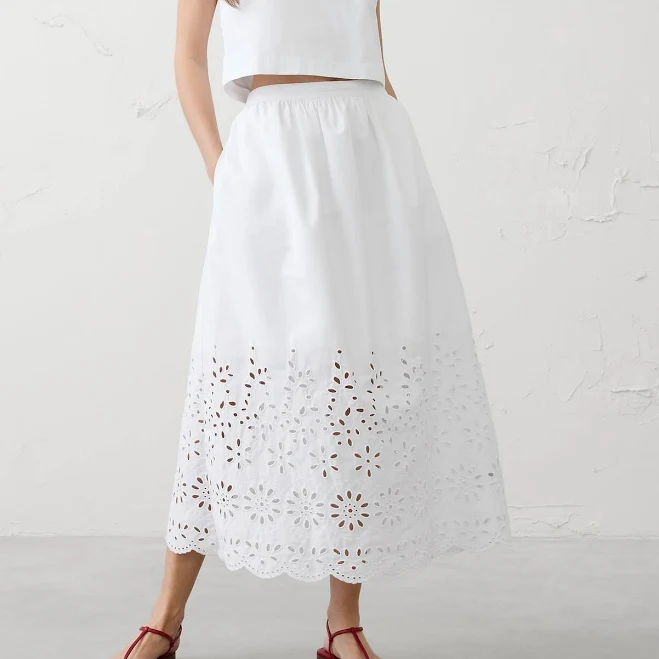 skirt Petite Eyelet Midi Skirt Banana Republic Factory $90