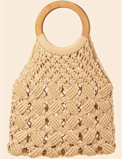bag Pippa & Pearl Women's Boho Braided Wooden Handle Bag Pippa & Pearl $48