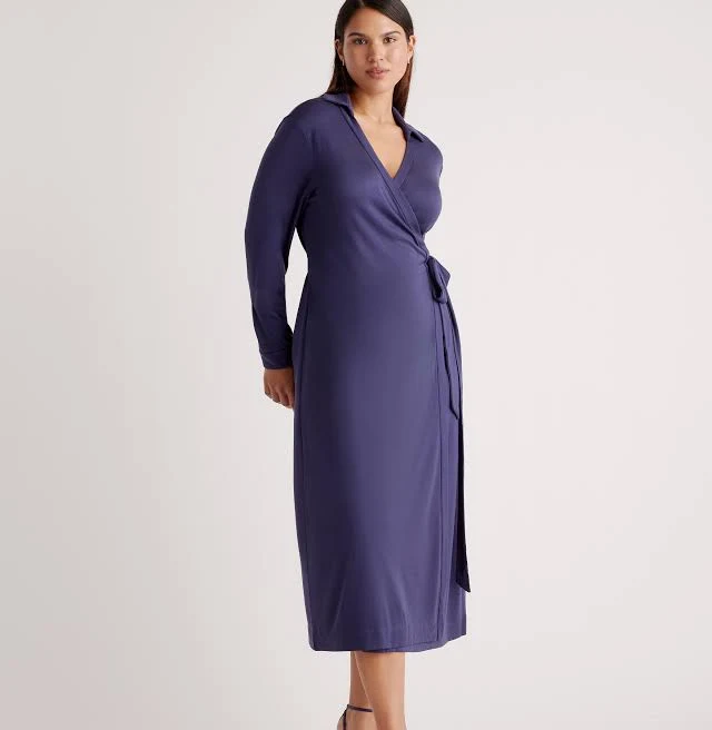 dress Quince Women's Silk Jersey Midi Wrap Dress Quince $149.9
