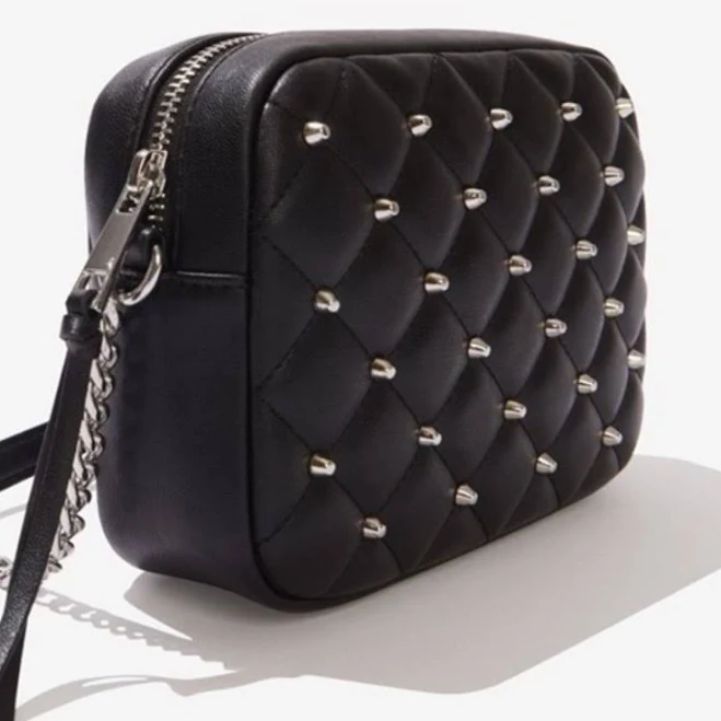 bag Rebecca Minkoff Black Vegan Leather Quilted Studded Crossbody Bag - New Women | Color: Black/Silver Mercari $32.98