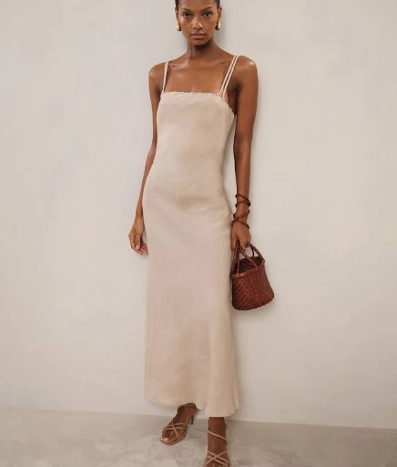 dress Reiss Roxanne Linen Double-Strap Slip Dress Reiss $157