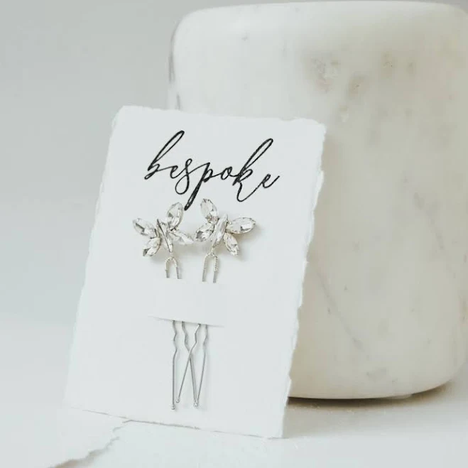 accessory Rhinestone Butterfly Hair Pins (Set of 2) Etsy - bespokebridalshop $25