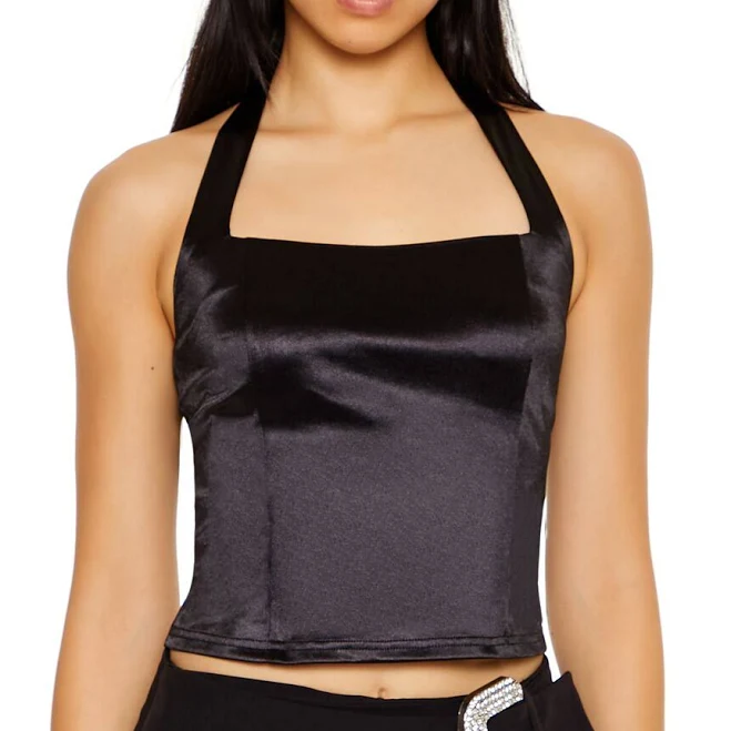 top Satin Halter Crop Top Forever 21 $9.98