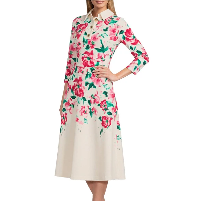 dress Scuba Crepe Floral Fit and Flare Midi Dress Dillard's $99