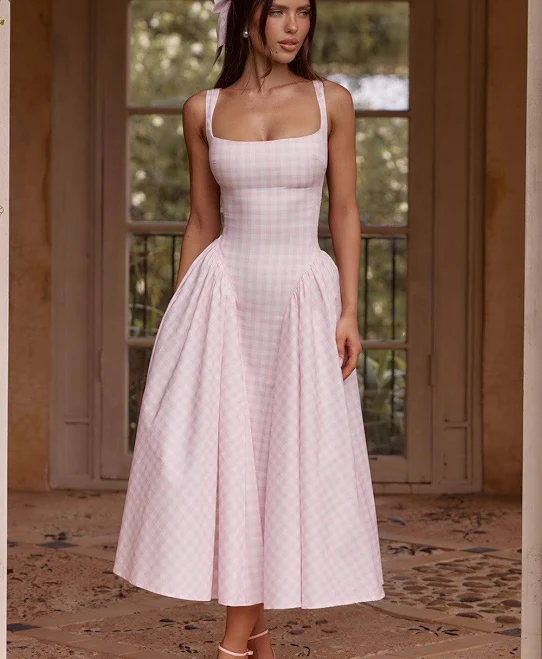 dress Sherrie Gingham Midi Dress Babyboo Fashion $200