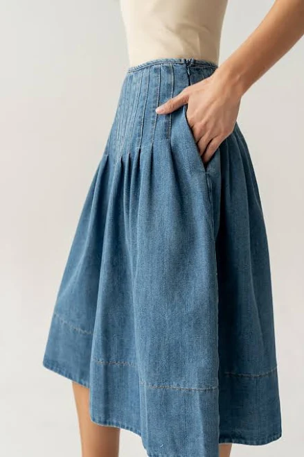 skirt Sierra Pleated Midi Skirt böhme $84.5