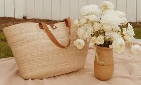 bag Sierra Straw Market Tote with Leather Handles, Large Zoey by Design $89