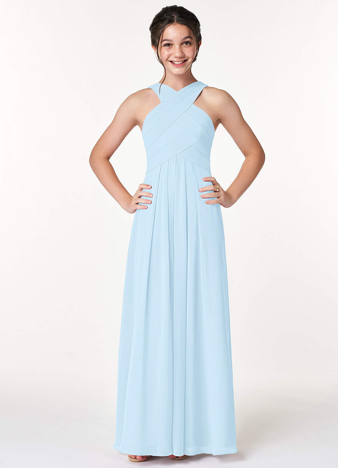 dress Sky Blue A-Line Pleated Chiffon Dress Azazie.com $29