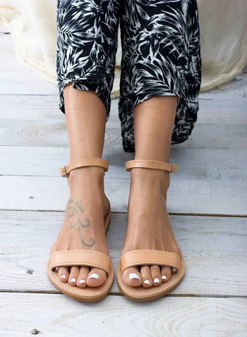 shoes Sleek Fit Leather Ankle Strap Sandals Etsy - GreekLeatherLab $57.36