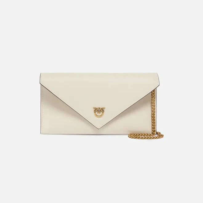 bag - Small Smooth Leather Envelope Clutch Bag With Love Birds Logo In White ModeSens $207