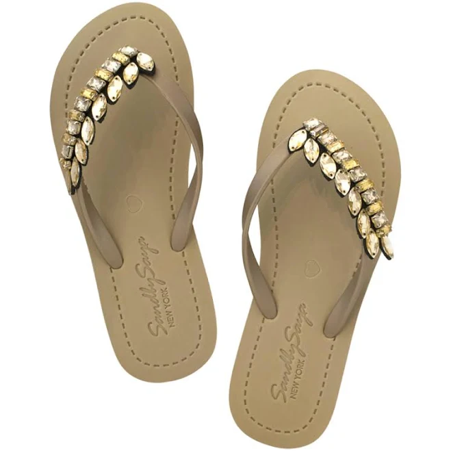 shoes Smith Rhinestone Embellished Flat Flip Flops Sand By Saya $59