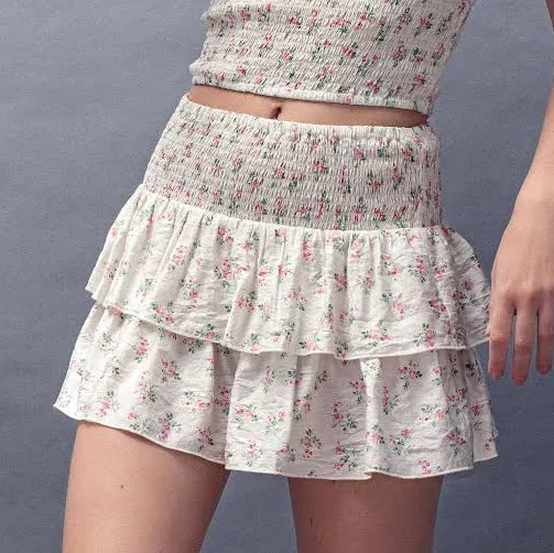 skirt Smocked Tiered Mini Skirt Calla Lily Cosmetics $35