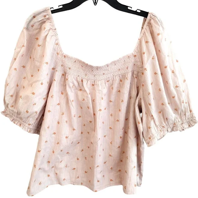 top Soft Pink Ditsy Floral Puff Sleeve Boxy Flowy Cotton Peasant Top XXL Plus eBay - liquidmoonboutique419 $19.99