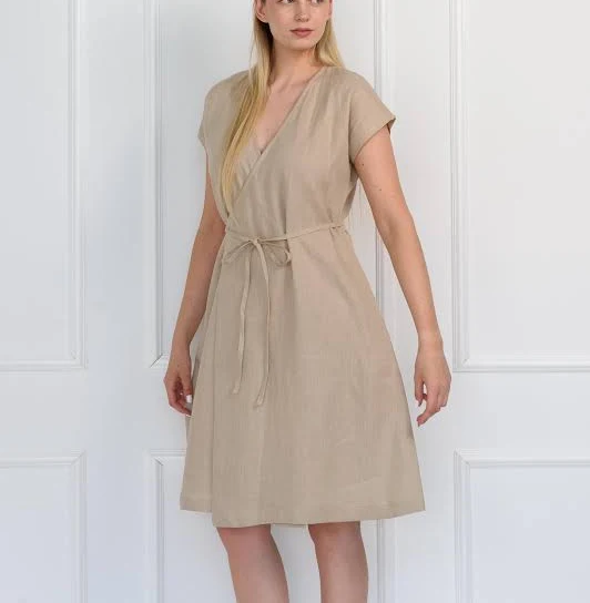 dress Solen Mara Linen Wrap Midi Sundress with Pockets Etsy - Seller $149