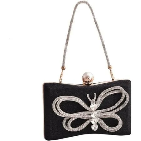 bag Sparkly Mini Rhinestone Butterfly Evening Square Clutch Purses for Women with Top Handle for Weddings, Prom, Parties Walmart - esunarty Direct $29.99