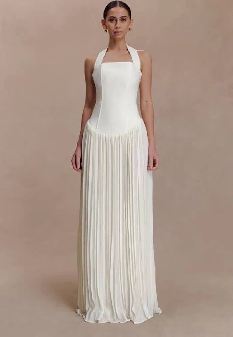 dress Stacie Pleated Halter Maxi Dress meshki.us $189