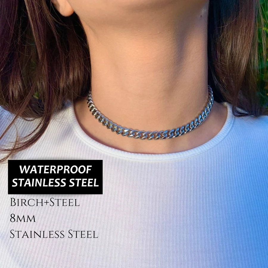 accessory Stainless Steel Waterproof Cuban Link Choker Etsy - BirchandSteel $72