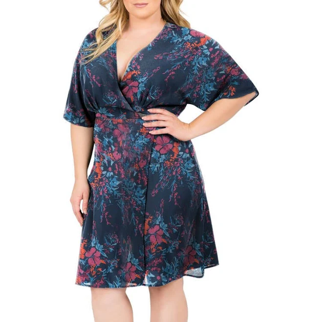 dress Standards & Practices Women's Floral-Print V-Neck Kimono Wrap Midi Dress Nordstrom $52.8