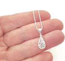 accessory Sterling Silver Filigree Teardrop Charm Necklace, Delicate Dainty Silver Pendant Necklace, Great Gift Idea. Etsy $12.08