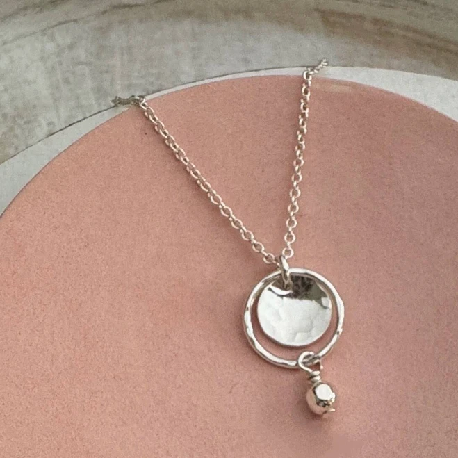 accessory Sterling Silver Hammered Circle Coin Disc Pendant Necklace Etsy - Seller $54