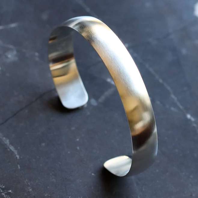 accessory Sterling Silver Minimalist Low Dome Silence Cuff Bracelet Blue Hour Designs $119