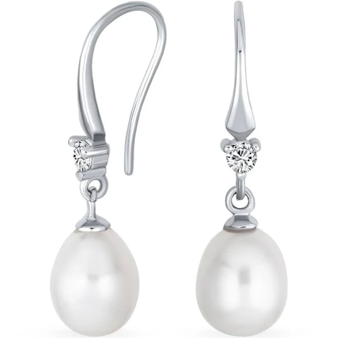 accessory Sterling Silver Pear Freshwater Pearl Teardrop Dangle Earrings BlingJewelry.com $29.99