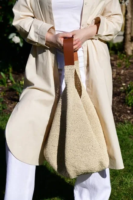 bag Stylish Straw Hobo Bag with Genuine Leather Strap Etsy - Seller $129.95