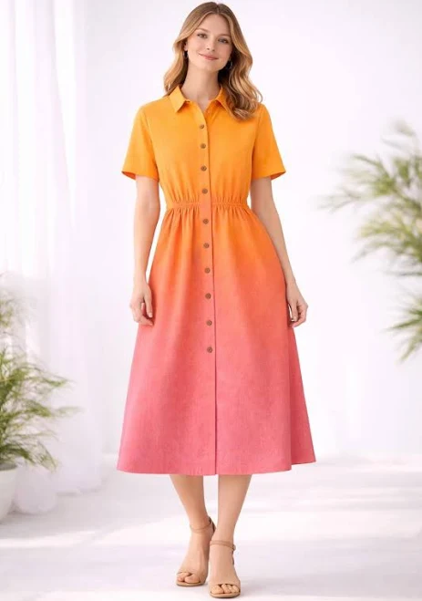 dress Sunset Ombre Cotton A-Line Midi Dress Etsy - Seller $131.25