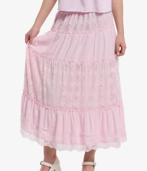 skirt Sweet Society Lace Tiered Midi Skirt Hot Topic $31.92
