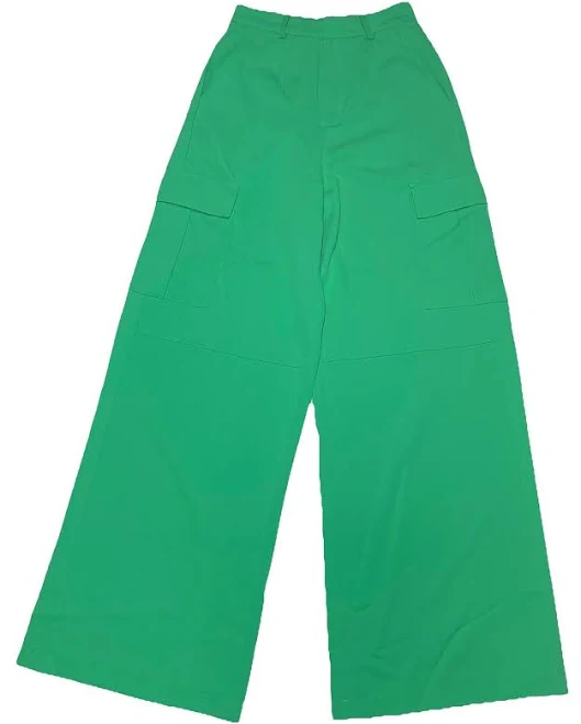 pants Talulah Green Women’s High Waisted Wide Leg Cargo Pants Bright Neon eBay $26.31