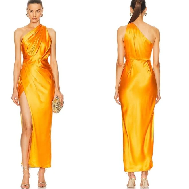 dress The SEI Asymmetric One Shoulder Drape Silk Maxi Dress Poshmark $275