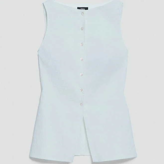 top Theory Women's Boatneck Cutaway Top In Good Linen Theory $295