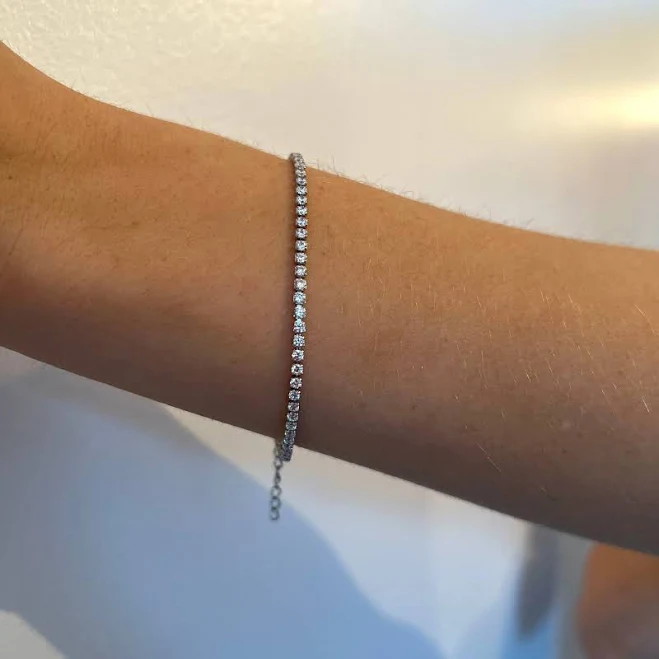 accessory Thin Silver Tennis Bracelet, Dainty Silver Bracelet For Women, Micro Tennis Bracelet Chain Necklace - Womens Bracelet, Gifts For Her Etsy - Twistedpendant $15.51