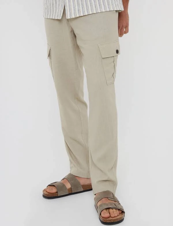 cargo pants Threadbare Men's Linen Blend Cargo Trousers Next USA $72
