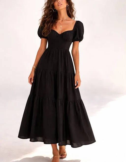 dress Tiered Puff-Sleeve Maxi Dress Forever 21 $28.99