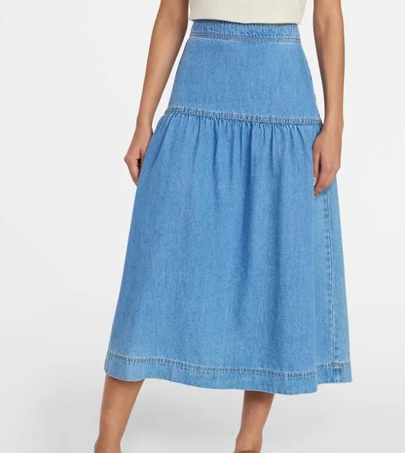 skirt Time and Tru Women's Drapey Denim Midi Skirt Walmart $13.29