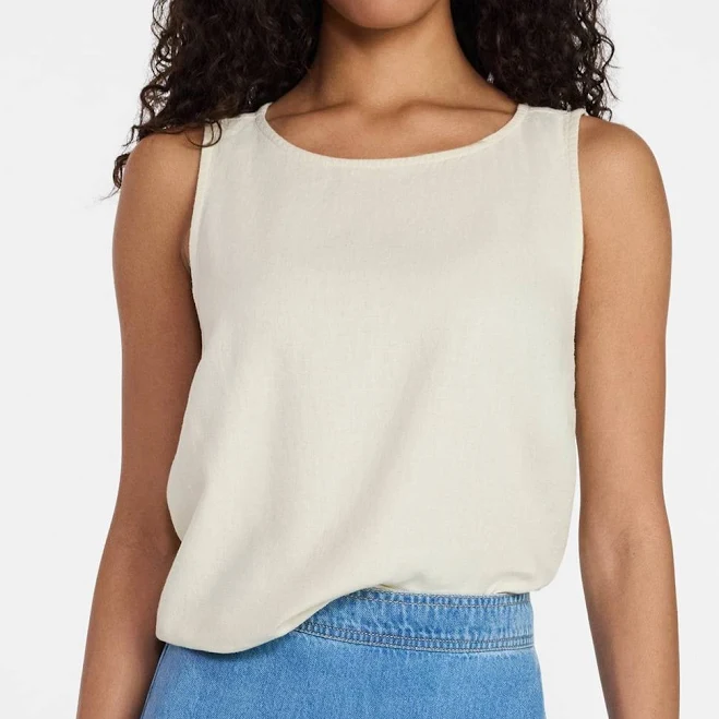 top Time and Tru Women's Sleeveless Linen Blend Top Walmart $19.98